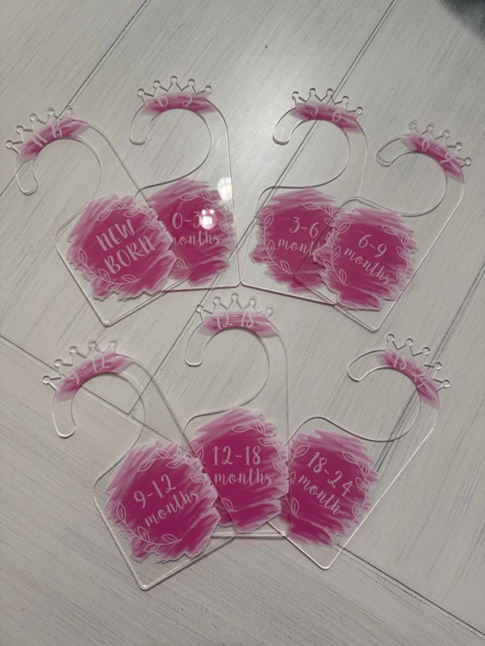 Baby Closet Size Dividers - Pink Crown Monthly Milestone Hangers
